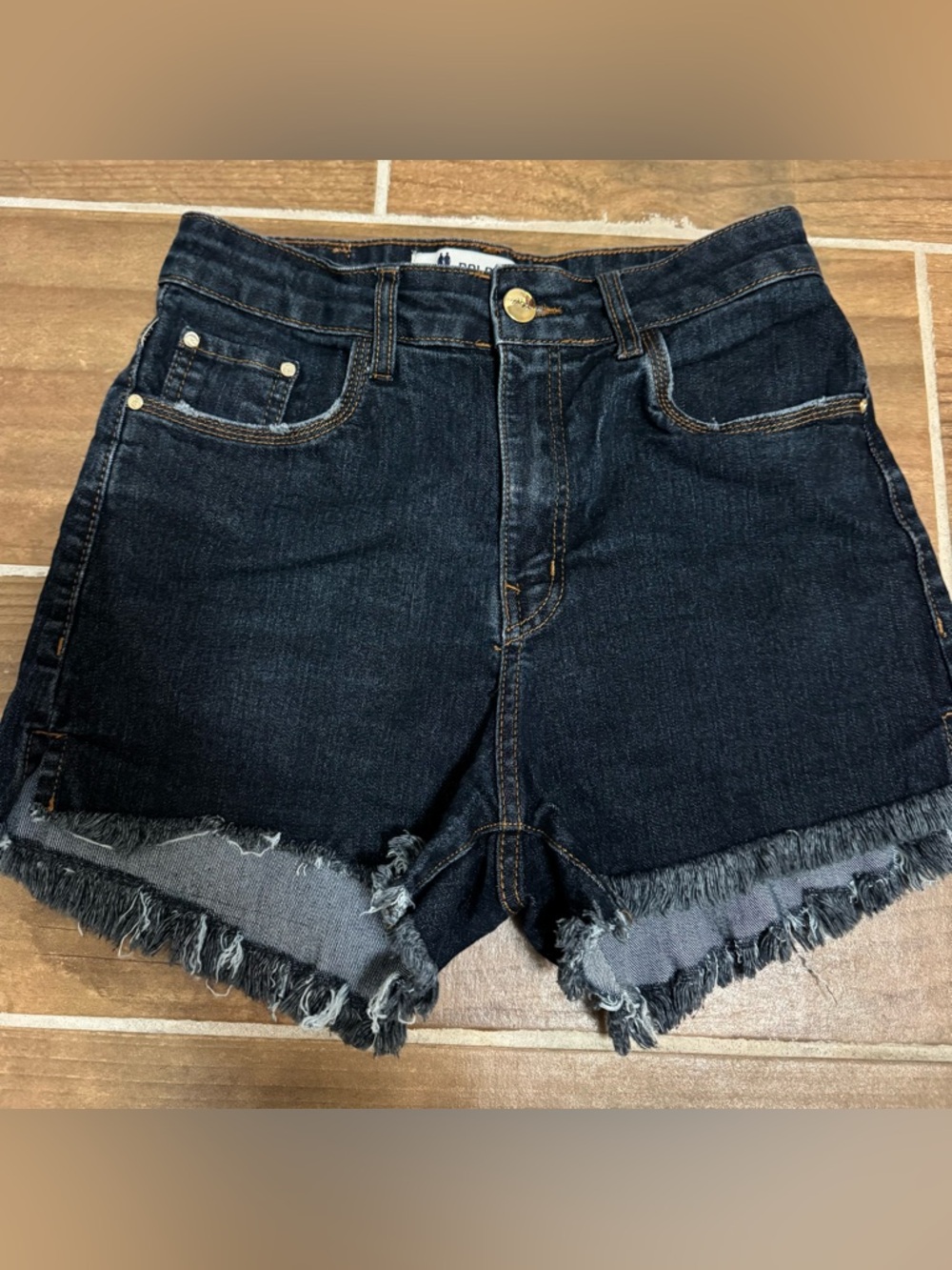 Dark Indigo Denim Frayed Hem Women's Cutoffs